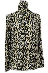 Dámské černo-béžové vzorované triko s rolákem 