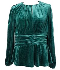 Dámská zelená vzorovaná sametová halenka Gallery 