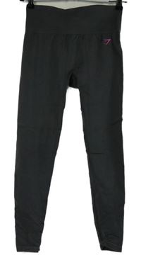 Dámské tmavošedé sportovní funkční capri legíny s logem Gymshark 