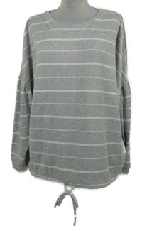 Dámská šedo-bílá pruhovaná domácí pletená mikina Nutmeg 