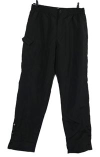 Nové - Dámské černé šusťákové kalhoty s kapsami Sixth June 