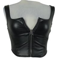 Nové - Dámský černý koženkový crop top Bershka 