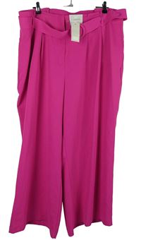 Dámské neonově růžové culottes kalhoty s páskem F&F