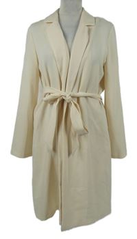 Dámský smetanový kabátový cardigán s páskem Miss Selfridge 