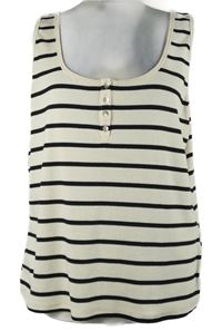 Dámský smetanovo-černý pruhovaný žebrovaný top H&M