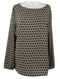 Dámská béžovo-tmavomodro-vínová vzorovaná halenka Rick Cardona 