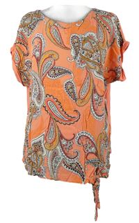 Dámská oranžová květovaná haelnka s uzlem F&F