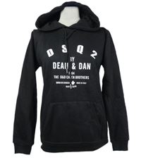 Pánská černá mikina s nápisy a kapucí 