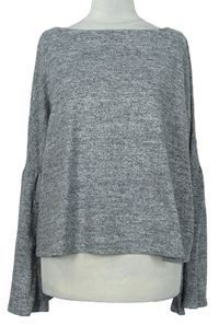 Dámský šedý melírovaný lehký svetr s rozšířenými rukávy  Mango 