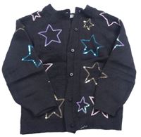 Antracitový propínací svetr s hvězdičkami z flitrů M&S
