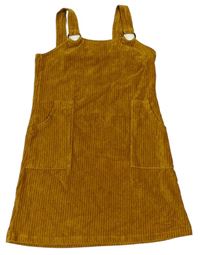 Medové žebrované sametové šaty F&F