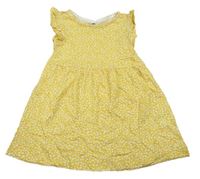 Žluté květinové bavlněné šaty H&M