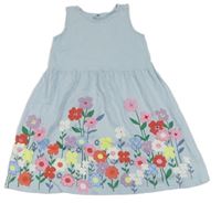 Světlemodré bavlněné šaty s kytičkami H&M