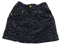 Šedá manšestrová sukně s leopardím vzorem C&A