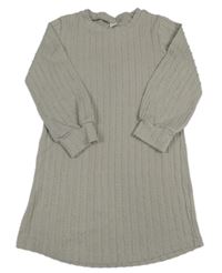 Světlešedé žebrované úpletové šaty Shein