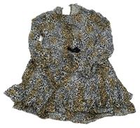 Bílo-béžovo-černé vzorované šaty 