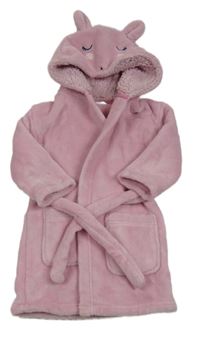 Růžový chlupatý župan s kapucí- jednorožec M&S