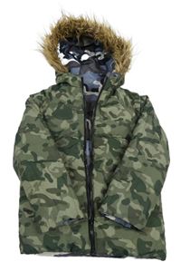 Khaki army šusťáková zimní obustranná bunda s kapucí 