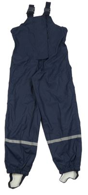 Tmavomodré šusťákové nepromokavé laclové kalhoty s proužkem Crane