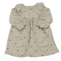 Světlebéžové žebrované úpletové šaty se srdíčky Nutmeg