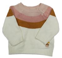 Růžovo-rezavo-bílý svetr C&A