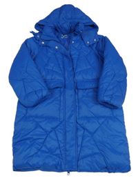 Modrý šusťákový zimní kabát s kapucí Zara