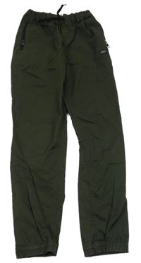 Tmavozelené plátěné cuff kalhoty Name it