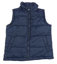 Tmavomodrá šusťáková zateplená vesta 