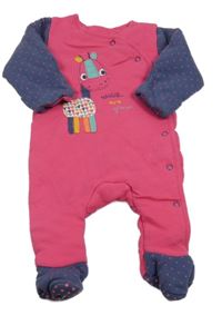 Malinovo-tmavomodrý zateplený overal se zvířátkem Mothercare