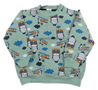 Modrozelená mikina s obrázky 