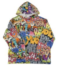 Barevná mikina s nápisy a kapucí 