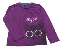 Fialové triko s kočkou Blue Seven