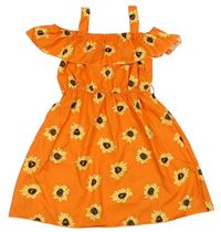 Oranžové lehké šaty s květy Shein