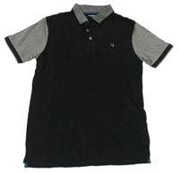 Černo-šedé polo tričko s výšivkou M&S