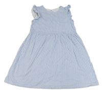Modro-bílé pruhované bavlněné šaty s volánky H&M