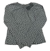 Tmavošedé puntíkaté triko s mašlí H&M