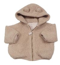 Světlerůžová huňatá podšitá propínací mikina s kapucí Next