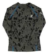 Šedo-černé vzorované funkční triko s potiskem 