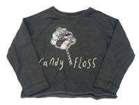 Tmavošedá crop mikina s nápisem a flitry Next