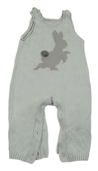 Šedé pletené laclové kalhoty se zajícem 