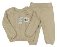 Nové - 2 set - Béžové pletené kalhoty + béžový vzorovaný svetr Pep&Co