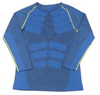 Modro-tmavomodré vzorované funkční triko 