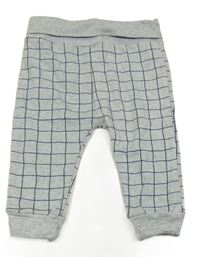 Šedo-tmavomodré kostkované tepláky 