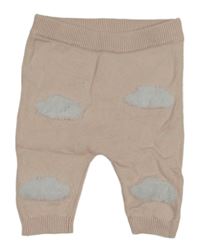 Světlerůžové pletené tepláky s mraky Tu