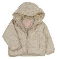 Béžová vzorovaná šusťáková zimní bunda s kapucí Sonneti 
