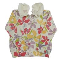 Bílý květovaný svetr s límečkem 