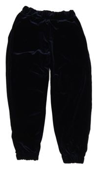 Tmavomodré sametové tepláky 