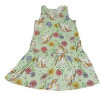 Nové - Zelenkavé bavlněné šaty s jednorožci H&M