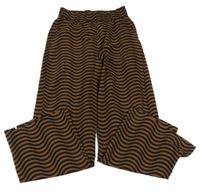 Hnědo-černé vzorované volné kalhoty H&M