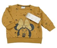 Nové - hnědá puntíkatá mikina s Minnie a volánky Disney